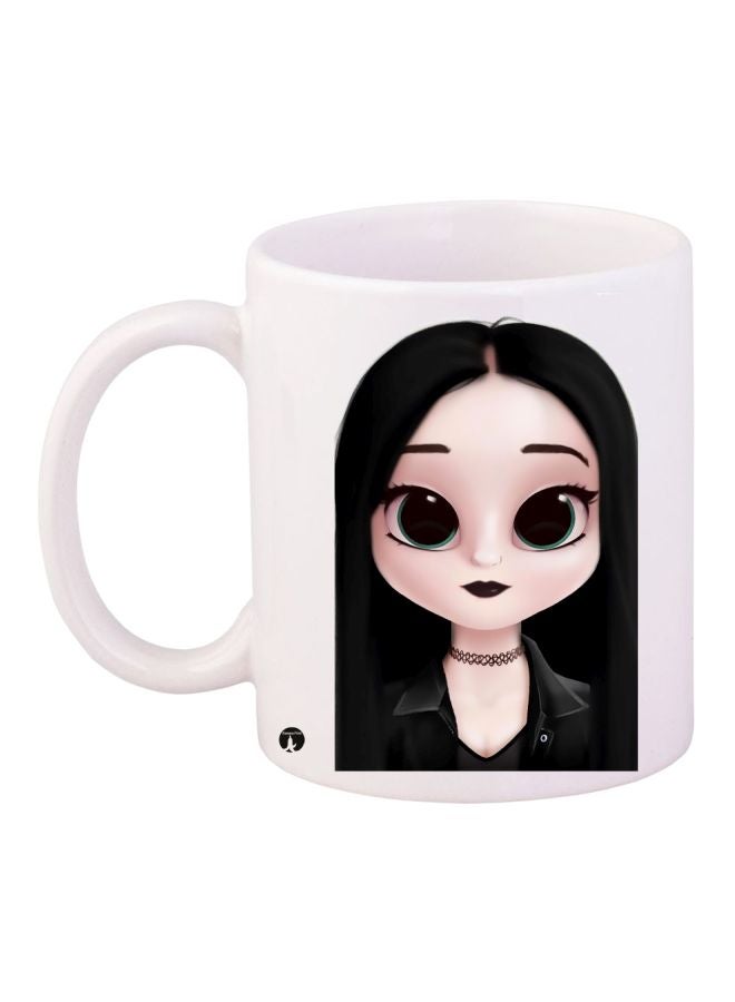 RYN Anime Girl Printed Coffee Mug White/Black/Beige 11ounce