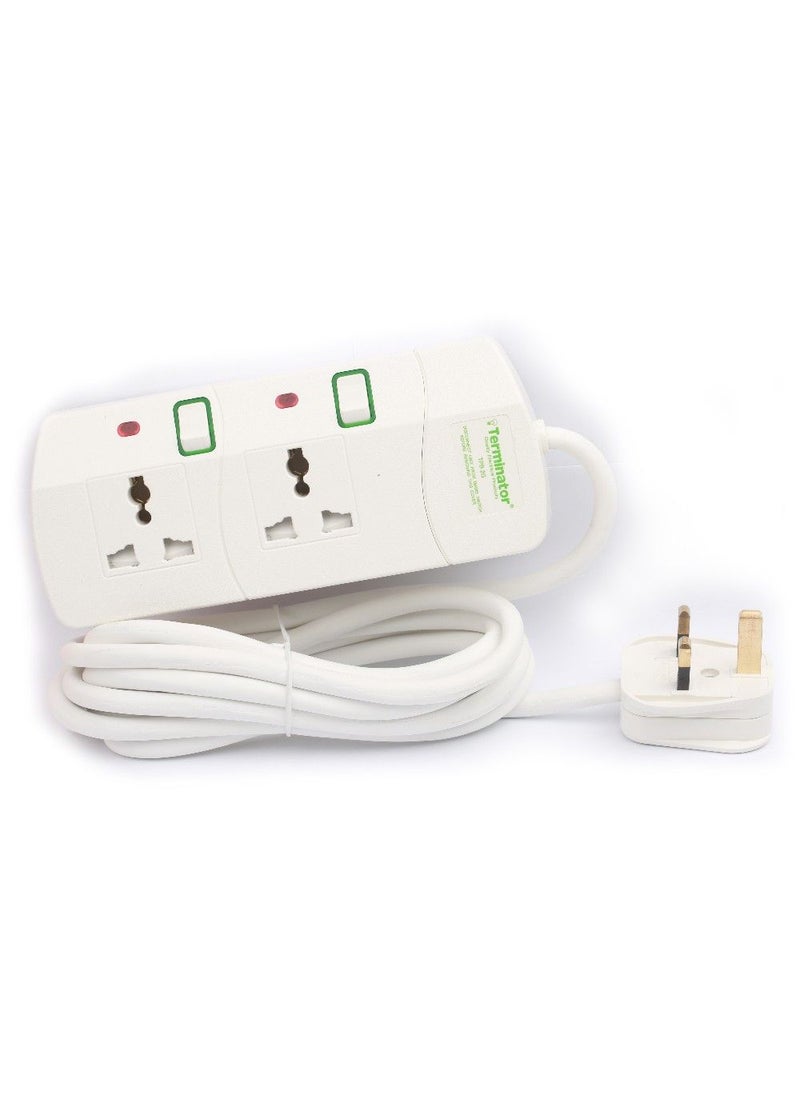 Terminator Terminator 2 Way Universal Power Extension Socket 13A 3M 