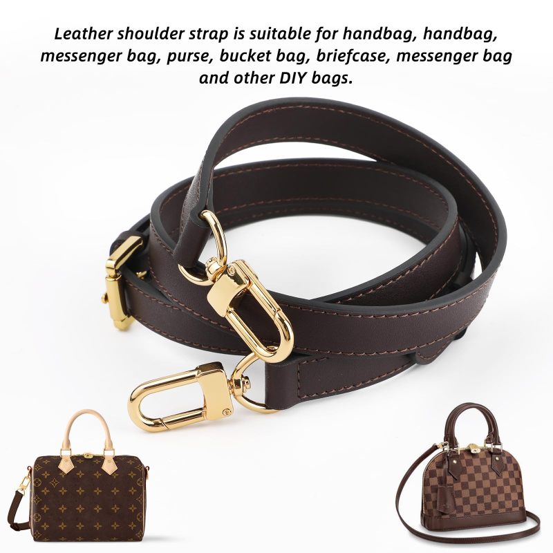 Genuine Leather Crossbody Strap 110-130CM Adjustable Vachetta Leather - " - Anti-Scratch Alloy Hooks Replacement Shoulder Strap for Bags Purses - Image 5