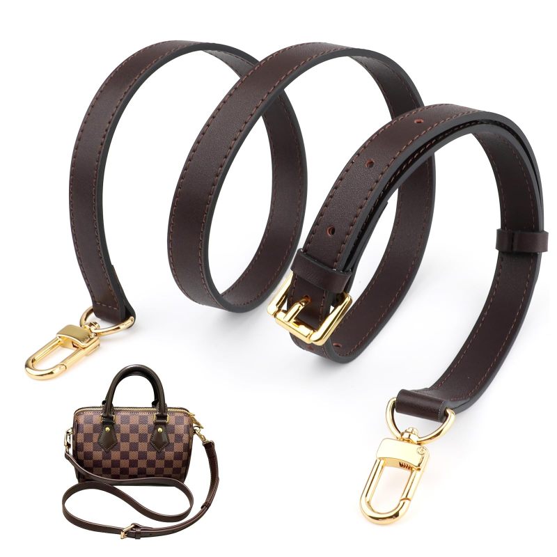 Genuine Leather Crossbody Strap 110-130CM Adjustable Vachetta Leather - " - Anti-Scratch Alloy Hooks Replacement Shoulder Strap for Bags Purses - Image 1