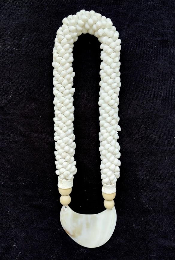 Generic Tamara ARTEFACTS Home Decor Wall Accent Mother of Pearl Crescent Necklace with Shells and Wooden Beads - Image 1