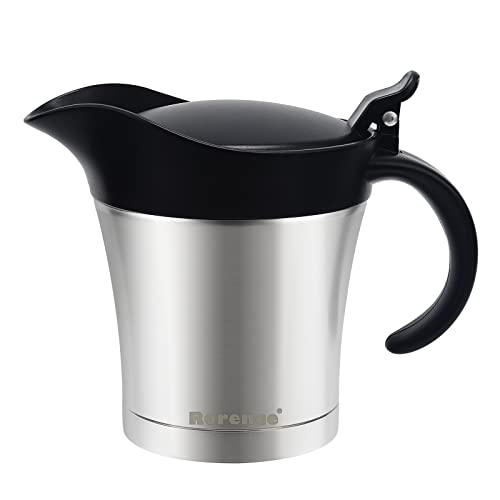Rorence Stainless Steel Double Insulated Gravy Boat With Lid/Sauce Jug 16 Ounce Capacity - Image 1