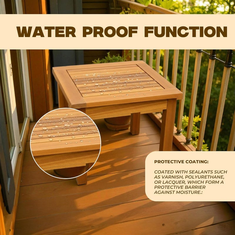 Procamp Sofia Wooden Chair Patio Furniture Set with Waterproof Center Table and Cushions - Image 3