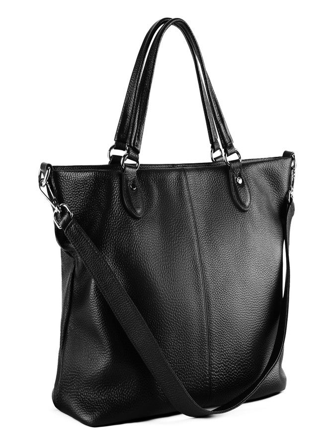 befen Black Soft Genuine Leather Tote Bag for Women Work, Womens Leather Purses Handbags Shoulder Bags with Top Handles Satchel Purse - Image 1