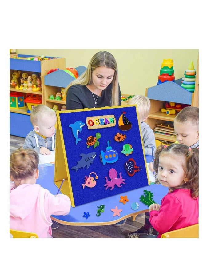 Generic - Foldable Felt Board for Toddlers, Flannel Board Stories, Preschool Early Farm Animal Story Learning, Double Sided Felt Story Board, Reusable Wall Hanging Gift for Kid(Freestanding Felt Board) - Image 1