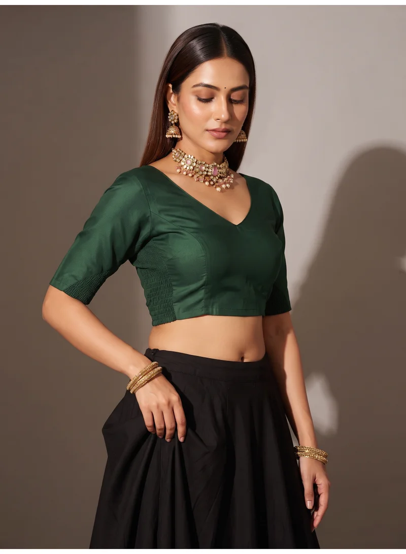 Nool  Rang Stretchable Comfort Blouse in Green for Women | Best Price UAE
