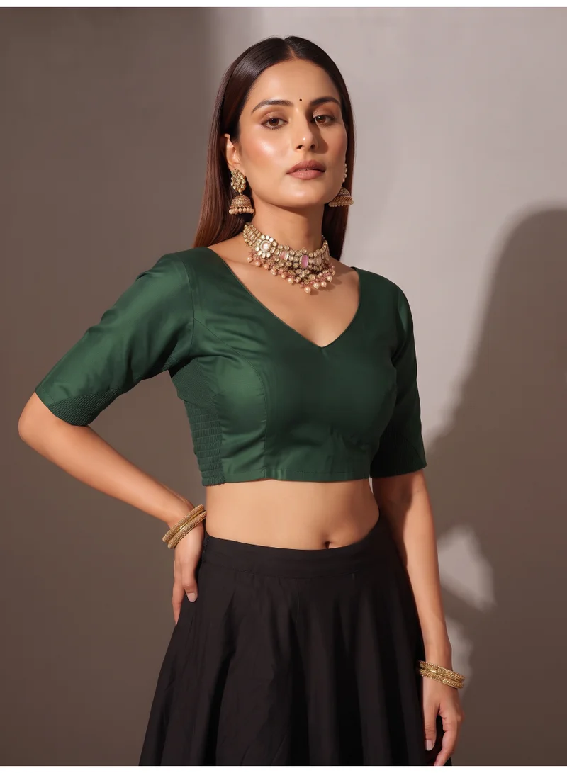 Nool  Rang Stretchable Comfort Blouse in Green for Women | Best Price UAE