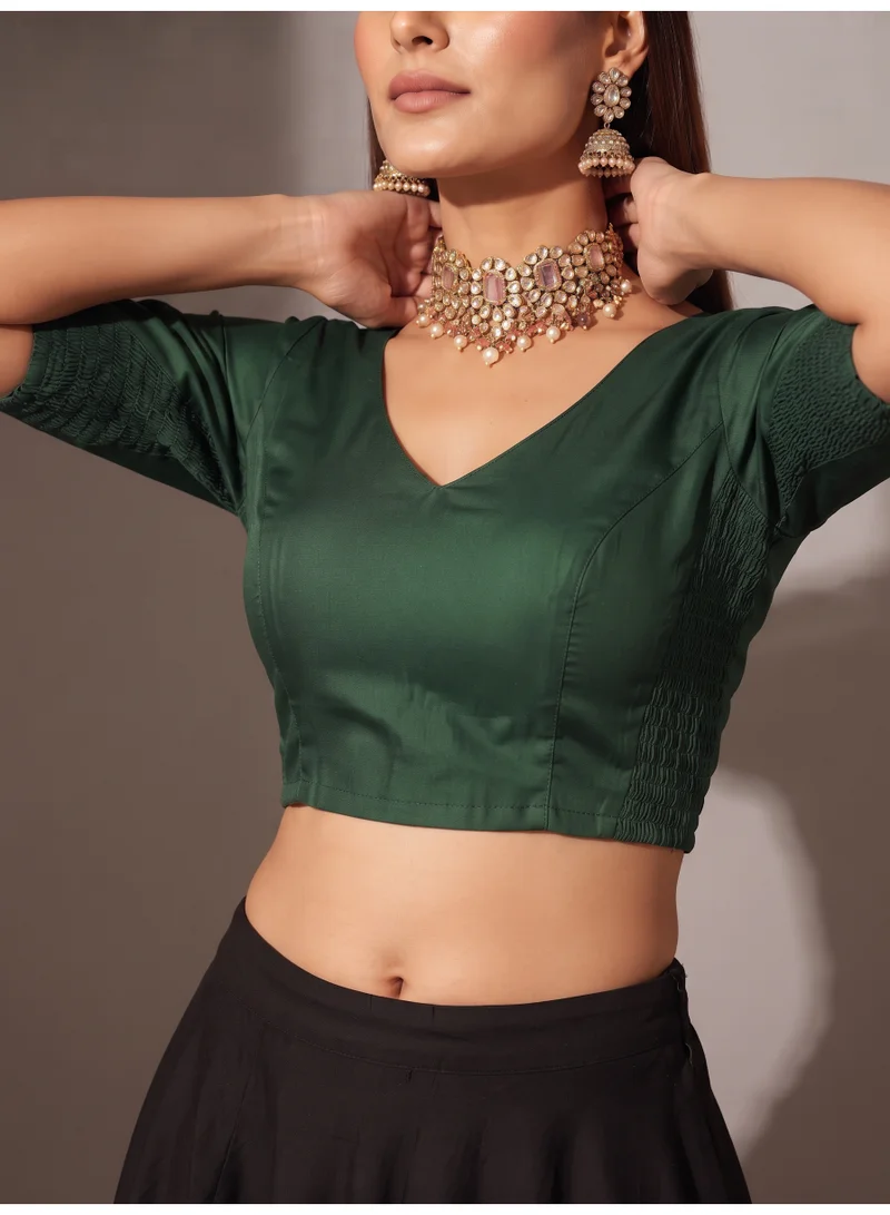 Nool  Rang Stretchable Comfort Blouse in Green for Women | Best Price UAE