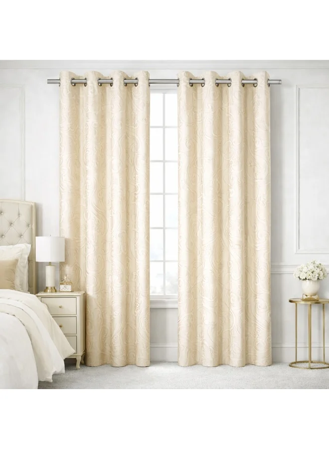 Bliss Casa Bliss Casa Indigo Plus Window Curtains 2 Pack 240 x 140 cm – Heavy Fabric Printed Eyelet Curtains for Bedroom & Living Room – Premium Home Drapes