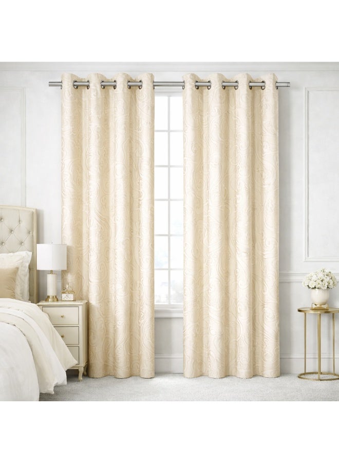 Bliss Casa Indigo Plus Window Curtains 2 Pack 240 x 140 cm – Heavy Fabric Printed Eyelet Curtains for Bedroom & Living Room – Premium Home Drapes