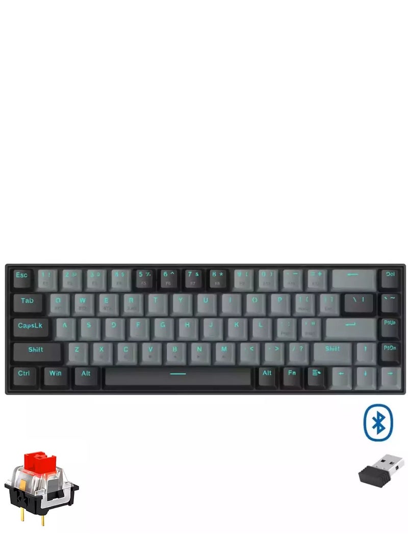 REDRAGON K662 Gwern Dual Mode Wireless, Bluetooth Gaming Mechanical Keyboard, Red Switch - Image 1