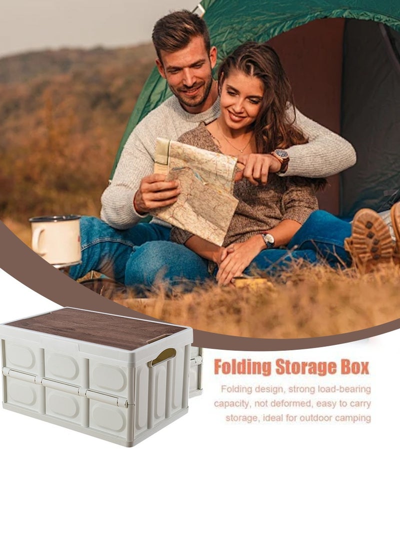 Generic Folding Storage Box with Lid, Plastic Storage Cabinet, Outdoor Multifunctional Storage Box , Stackable Storage Box for Car Trunk Home Garage Outdoor Organiser 58L, 52*32*29cm - Image 3