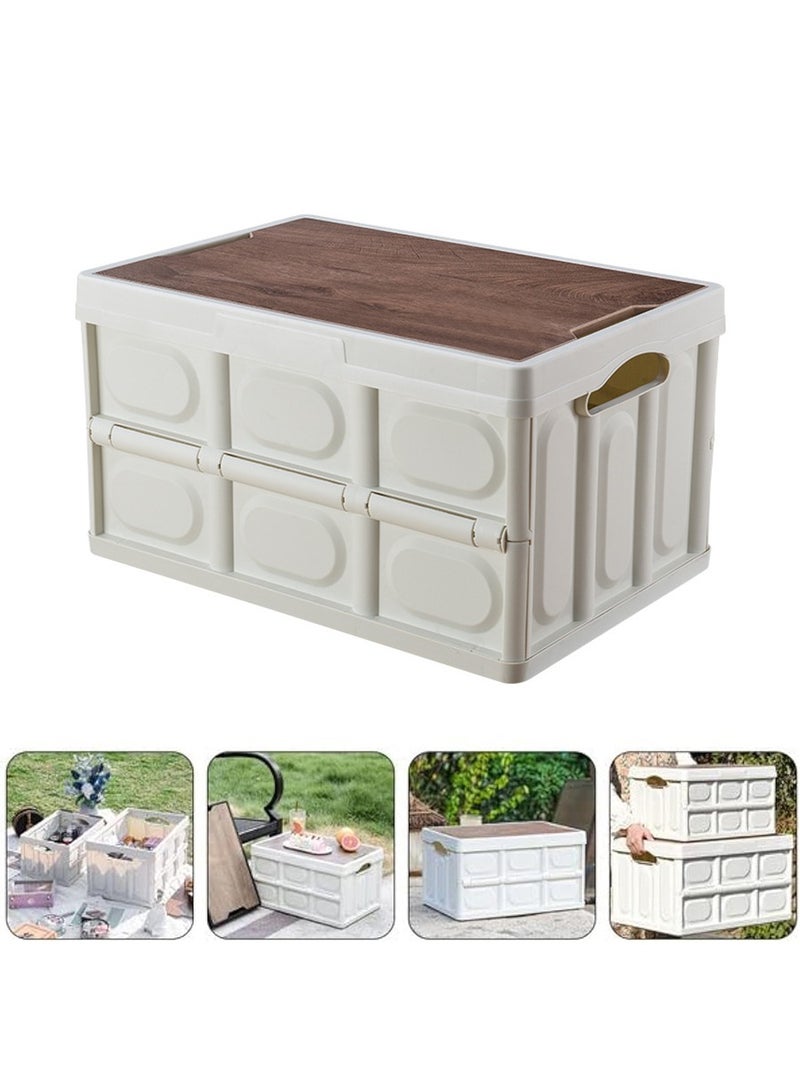 Generic Folding Storage Box with Lid, Plastic Storage Cabinet, Outdoor Multifunctional Storage Box , Stackable Storage Box for Car Trunk Home Garage Outdoor Organiser 58L, 52*32*29cm - Image 1