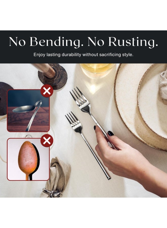 Nexso 30-Piece Silver Stainless Steel Cutlery Set | Elegant Flatware Set for 6 with Serving Utensils – Premium Mirror Finish | Knives, Forks, Spoons & Teaspoons | Dishwasher Safe - Image 5