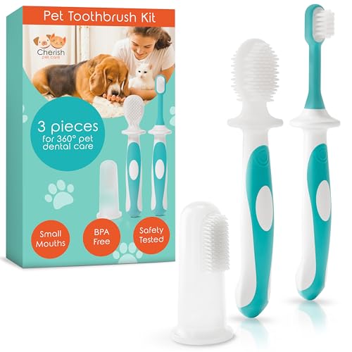 Cherish Pet Care Dog Tooth Brushing Kit 3pcs Dog Finger Toothbrush DoubleSided Toothbrush Small Dog Toothbrush Dog Teeth Cleaning Puppy Tooth Brushing Kit Small Dog Tooth Brushing Kit