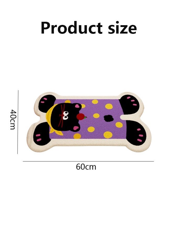 Non-Slip Bath Mats, Bathroom Mats (60x40cm) , New Cartoon Imitation Cashmere Rug Is Easy To Take Care Of. Toilet Non-Slip Door Mat, Entrance Mat, Home Decoration,Durable & Machine Washable Floor Mats for Shower, Tub, Toilet, and Bathroom Floors，Black Kitten Pattern Floor Mat  - Image 3