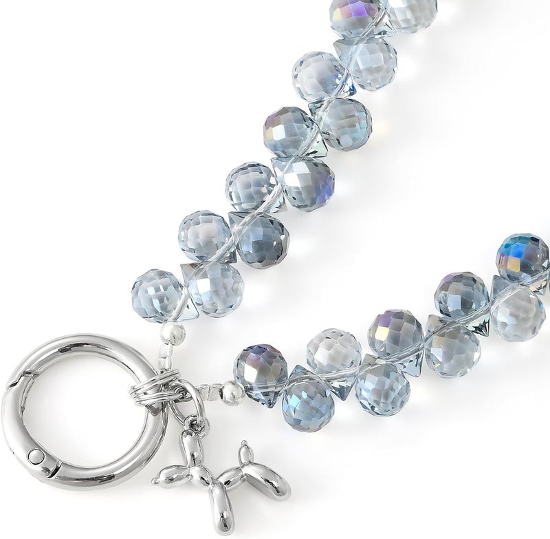 KHOLAD Crystal Phone Wrist Strap Phone Charm Chain Keychain Beaded Cellphone Lanyard with Tether Tab Hands-Free Wristlet Bracelet Wrist Grip Strap for Women - Image 3