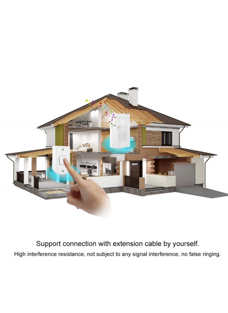 Wired Wall-Mounted Doorbell Kit with Push Button Chime, Perfect for Home, School and Laboratory Use