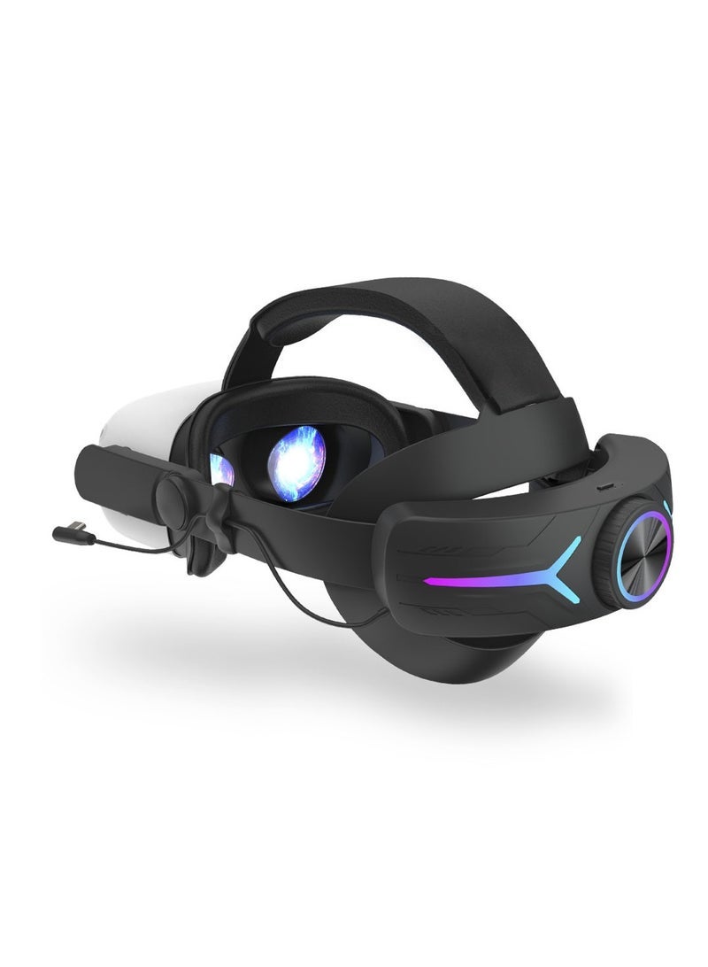 general 2in1 Charging Head Strap for Oculus Quest 2 Adjustable Alternative 8000mAh Head Strap For Oculus Quest 2 VR Accessories (Black) - Image 1