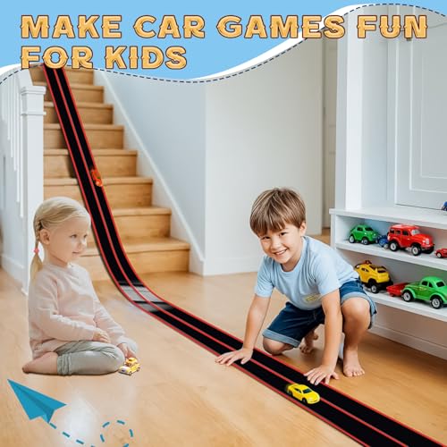 AQFR Flex Tracks 15 Ft for Kids Starter Set Flexible Race Car Ramp Track with Suction Cups Compatible with Diecast 164th Cars for Ages 3 Up Black Red - Image 5
