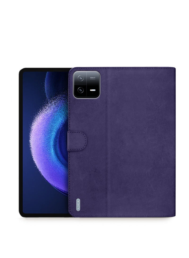 Wtech Xiaomi Pad 6 / Pad 6 Pro 11 inch (2023) - WTech PU Leather Magnetic Closure Flip Case Cover - Purple - Image 1
