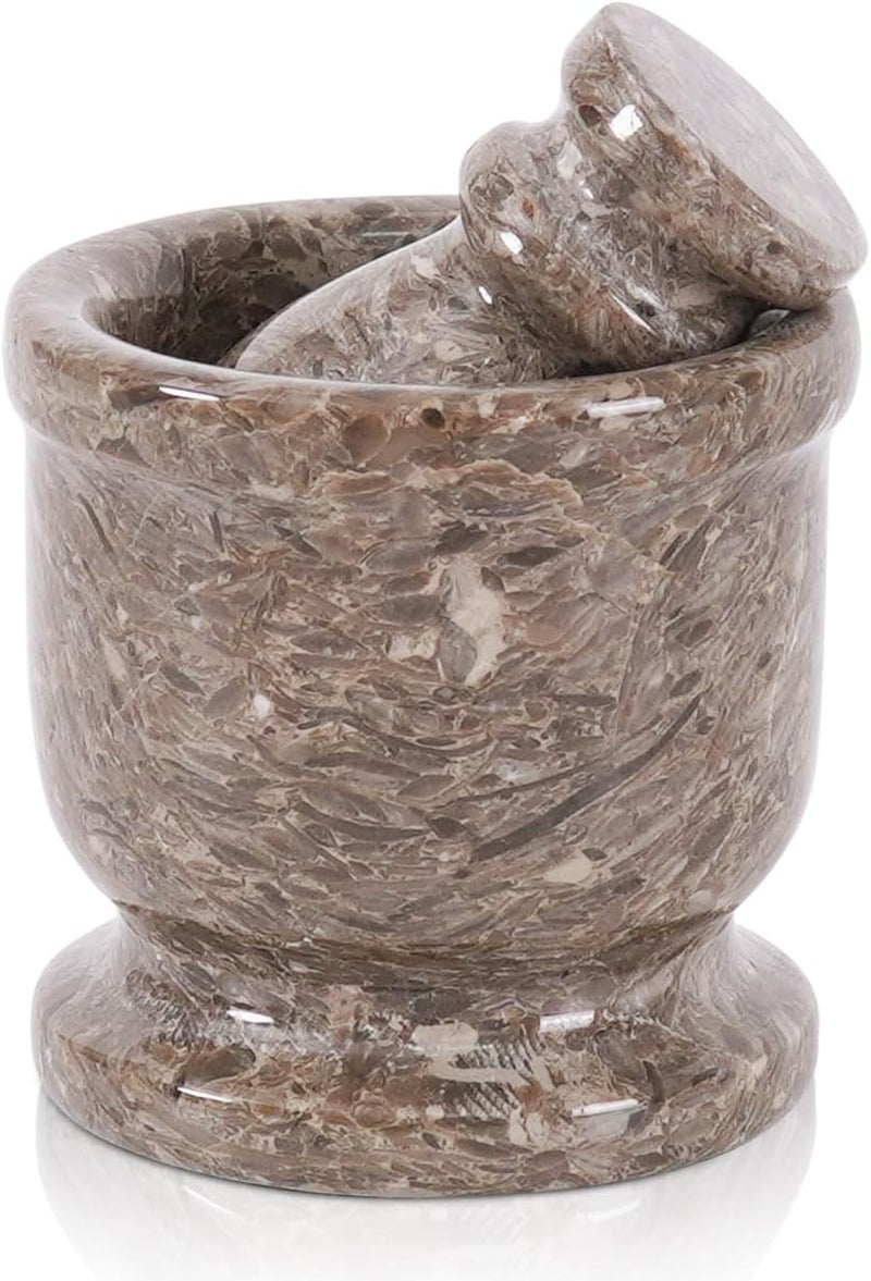 RADICALn Handmade Oceanic Marble Mortar & Pestle Set – 2.5 Inch Small Herb & Spice Grinder, Garlic Crusher Bowl for Kitchen Cooking, Durable & Stylish Kitchen Accessory - Image 1