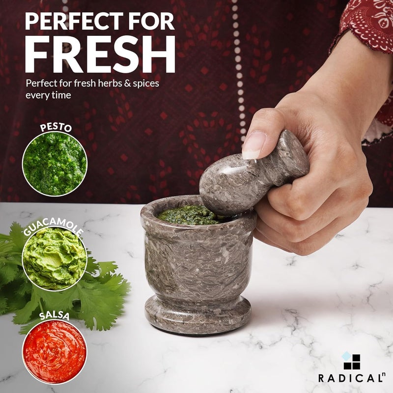 RADICALn Handmade Oceanic Marble Mortar & Pestle Set – 2.5 Inch Small Herb & Spice Grinder, Garlic Crusher Bowl for Kitchen Cooking, Durable & Stylish Kitchen Accessory - Image 4