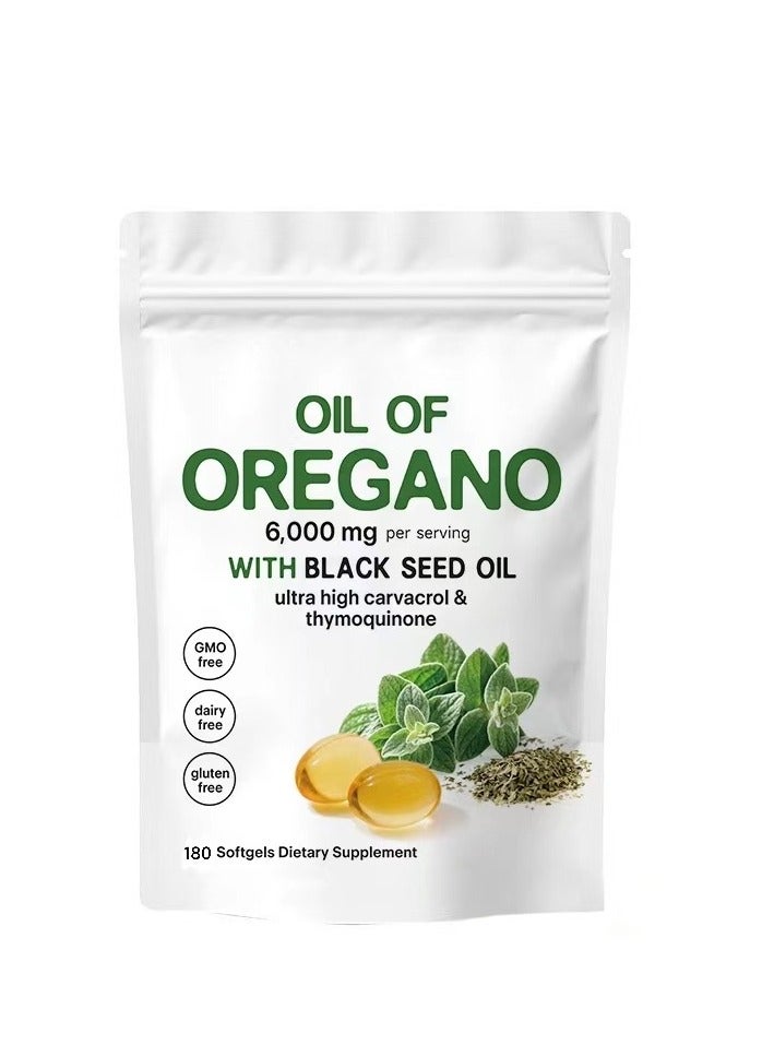 Oil Micro Ingredients Oil of Oregano, 180 Softgel | Oregano Oil with Black Seed Oil, 4X Strength Carvacrol & Thymoquinone | Plant Based, Non-GMO | Antioxidant & Immune Support - Image 1