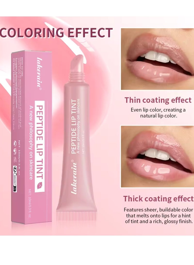 lakerain تلوين الشفاه بالببتيد 2 في 1 لمعة الشفاه وعلاج الشفاه لشفاه أكثر امتلاءً ونعومة استعادة وترطيب الشفاه الجافة لون الشفاه أحمر الشفاه لمعة الشفاه مرطب لمعة الشفاه 10 مل بني غامق 03 - Image 5