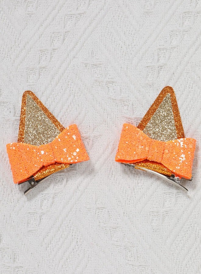 IMEKIS Baby Girl Half 1st 2nd Birthday Outfit Romper Confetti Tutu Skirt Dog Ears Hair Clips Cake Smash Photo Shoot, Orange - 1st Birthday, 12-18 Months - Image 5