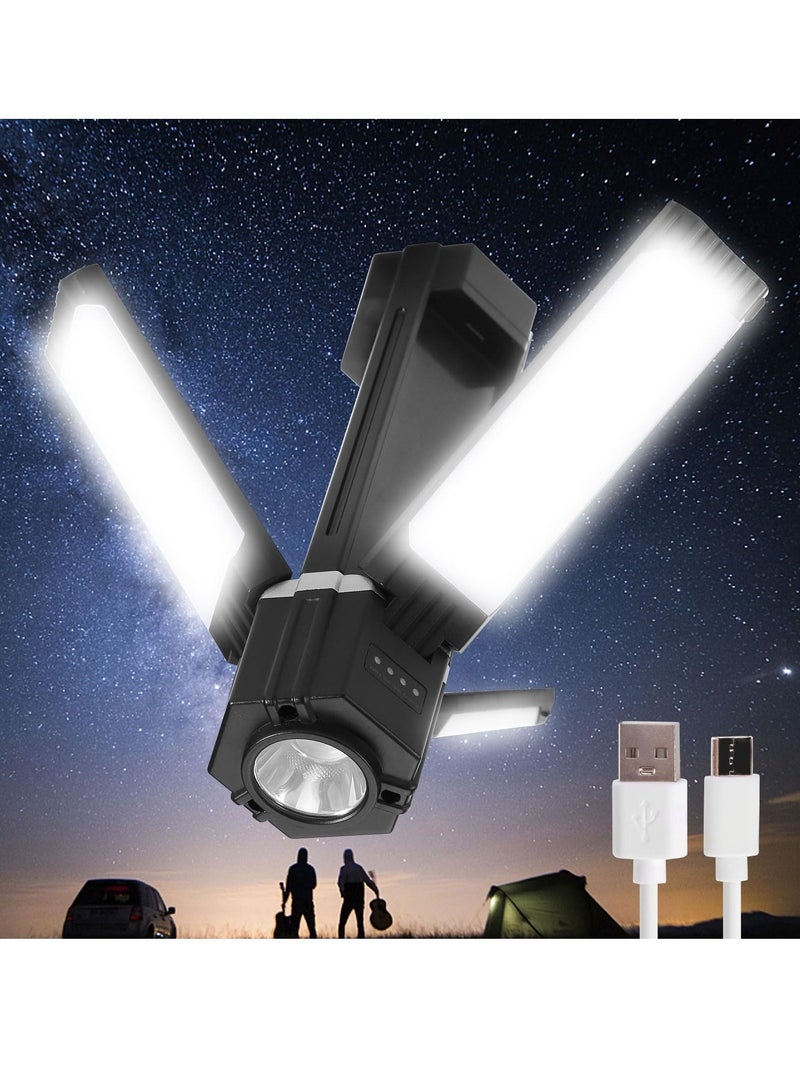 SYOSI Rechargeable LED Camping Lantern, USB Powered, 5 Lighting Modes, 3000mAh Power Bank, Portable and Foldable Tent Light with Magnetic Top for Outdoor Adventures, Emergency Lighting, and Fishing - Image 1
