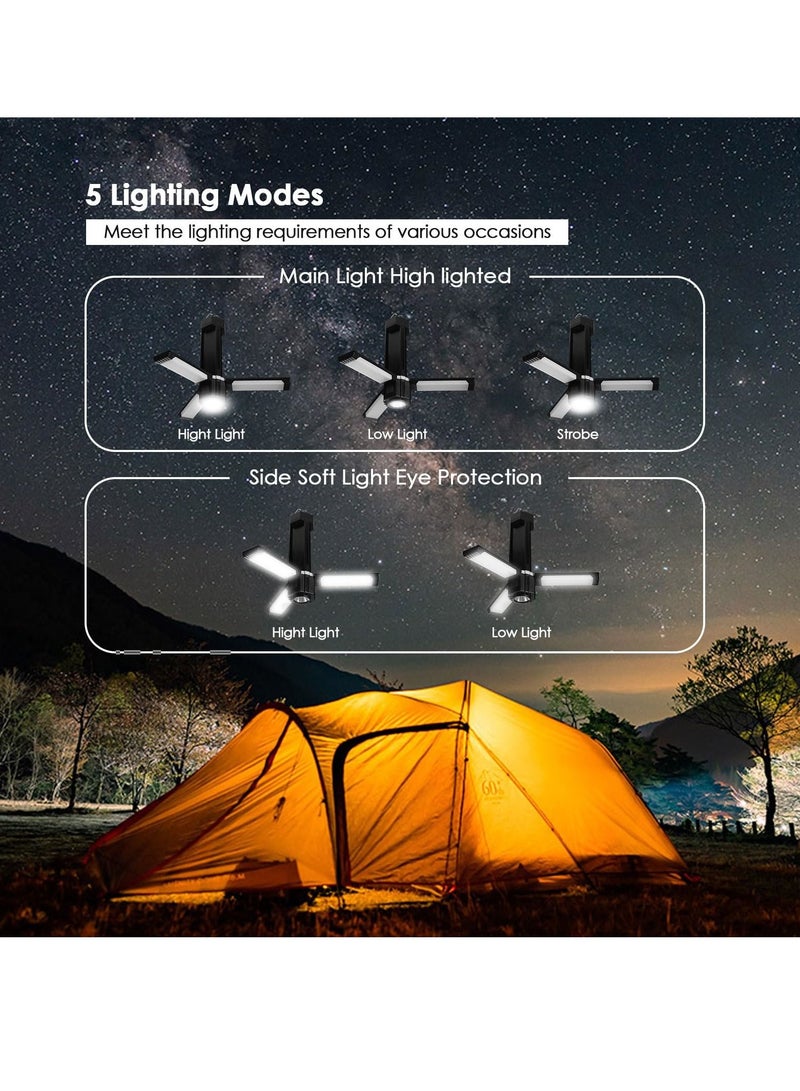 SYOSI Rechargeable LED Camping Lantern, USB Powered, 5 Lighting Modes, 3000mAh Power Bank, Portable and Foldable Tent Light with Magnetic Top for Outdoor Adventures, Emergency Lighting, and Fishing - Image 2