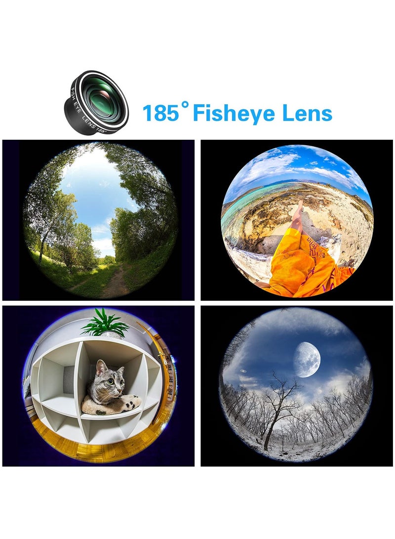 Y&D Phone Lens Kit 4K Wide Angle 10X Macro Screwed Together 198 degrees Fisheye with Selfie Ring Light Clip On CompatibleiPhone, Samsung, Android Smartphones  - Image 5