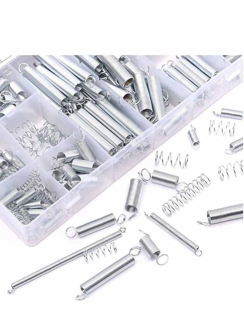 Y&D - 200 Pieces Zinc Plated Spring Assortment Kit, Compression Tension Transparent PP Plastic Box 20 Kinds of Size Extension and Repair Tool Replacement Kit - Image 1