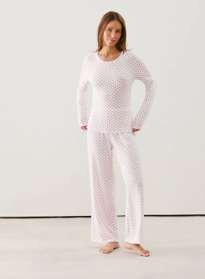 انديز بنطلون محبوك بنمط قلب أحمر