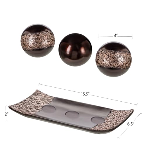 Creative Scents Dublin Brown Tray and Ball Set - Living Room, Entry Table Decor Centerpiece Table Decorations - Decorative Tray for Dining Room, Accent Decor Bowl for House Decoration - Image 4