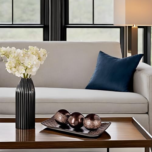 Creative Scents Dublin Brown Tray and Ball Set - Living Room, Entry Table Decor Centerpiece Table Decorations - Decorative Tray for Dining Room, Accent Decor Bowl for House Decoration - Image 3