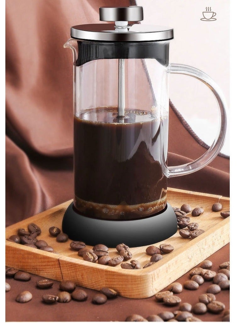Coffee French Press Coffee and Tea Maker, Press Glass Borosilicate Glass Coffee Press, Stainless Steel Filter, Durable and Heat Resistant(600 ml) - Image 2