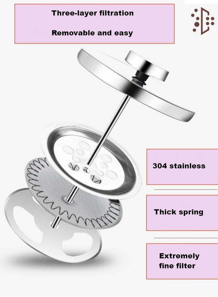 Coffee French Press Coffee and Tea Maker, Press Glass Borosilicate Glass Coffee Press, Stainless Steel Filter, Durable and Heat Resistant(600 ml) - Image 3