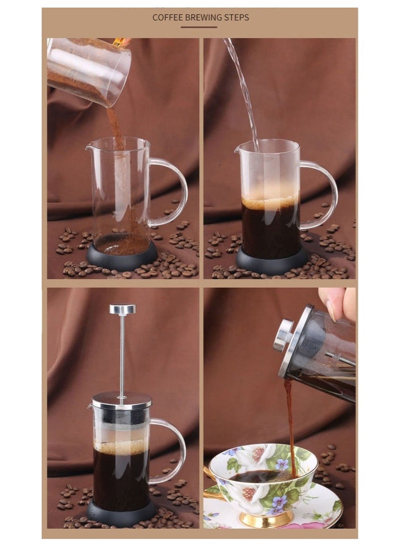 Coffee French Press Coffee and Tea Maker, Press Glass Borosilicate Glass Coffee Press, Stainless Steel Filter, Durable and Heat Resistant(600 ml) - Image 5