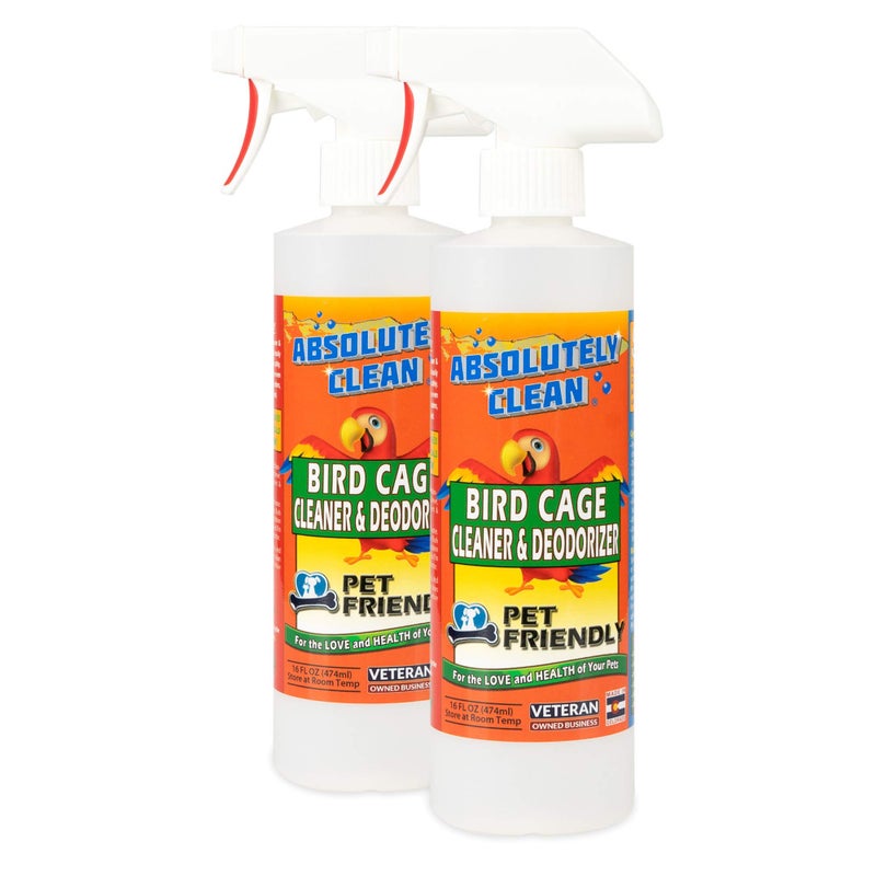 Absolutely Clean Amazing Bird Cage Cleaner and Deodorizer - Just Spray/Wipe - Safely & Easily Removes Bird Messes Quickly and Easily - Made in The US 16oz (Pack of 2) - Image 1