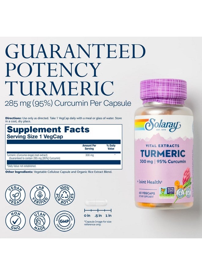 SOLARAY Turmeric 300 mg - Joint Support Supplement - Turmeric Root Extract with 95% Curcumin - Joint Health and Heart Health Support - Vegan, Lab Verified, 60-Day Guarantee (60 CT) - Image 2