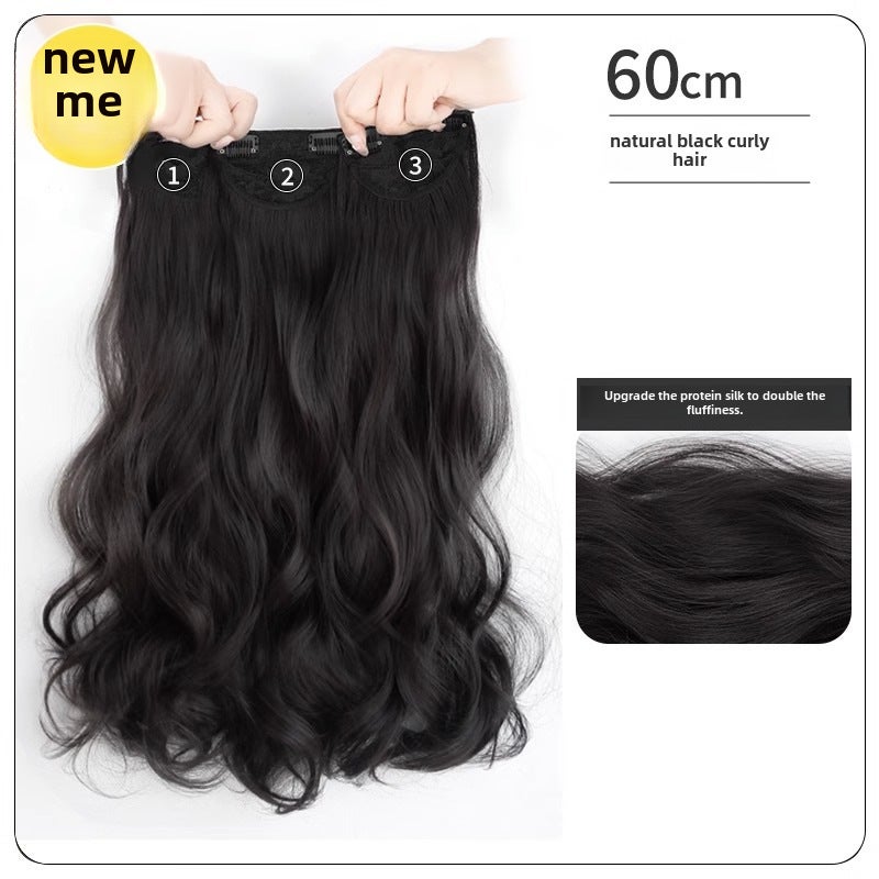 Generic Long Wavy Hair Extensions for WomenThree-piece big wave natural black-60cm Three-piece big wave natural black-60cm