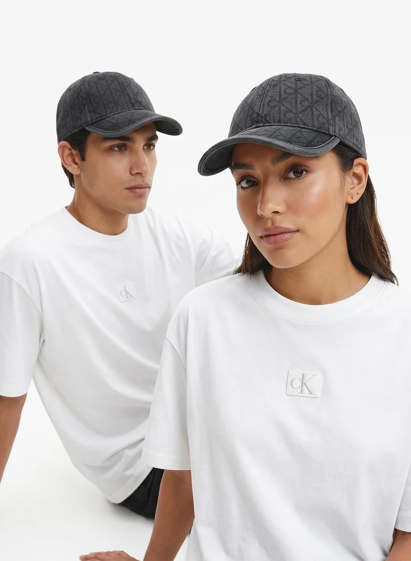 CALVIN KLEIN Burnout Emblem Logo Denim Cap