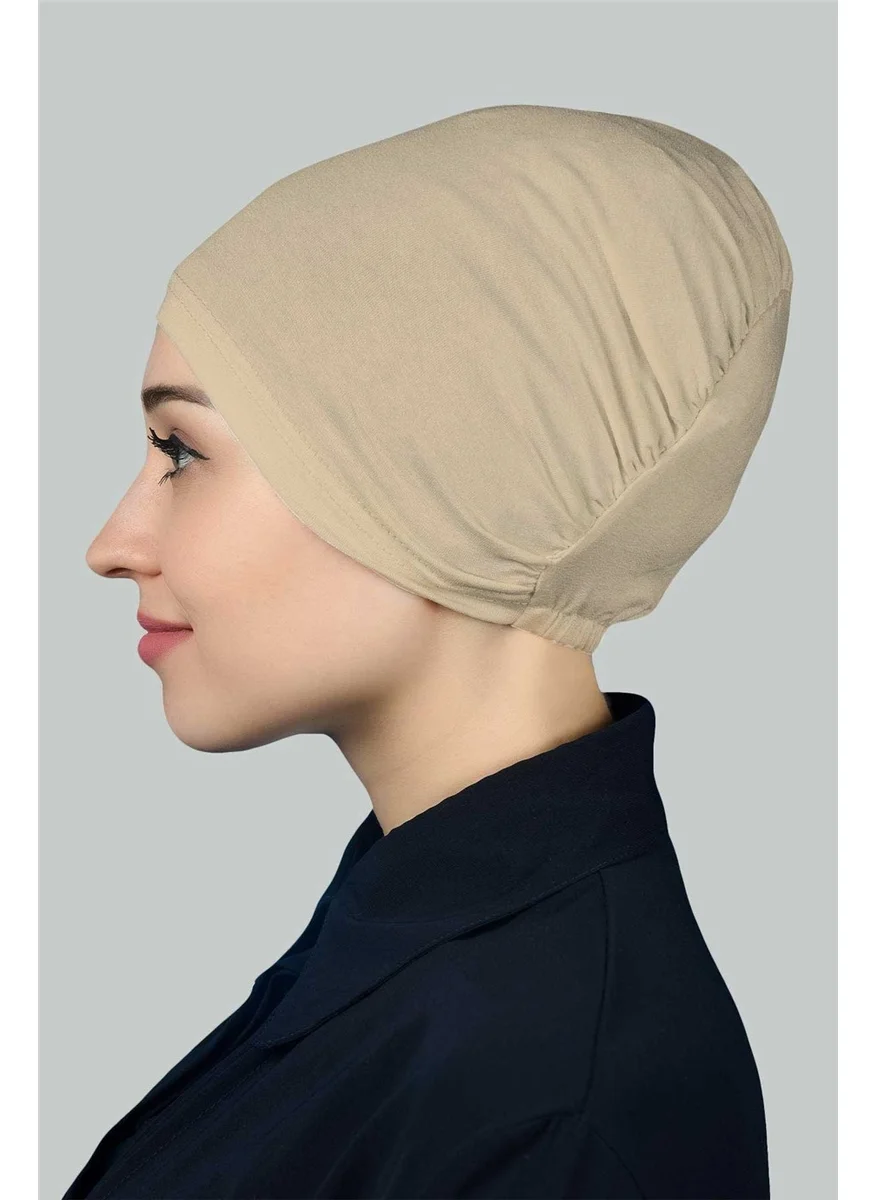 التوبة Ready-made Practical Snap-On Elastic Hijab Bonnet - Sand Beige