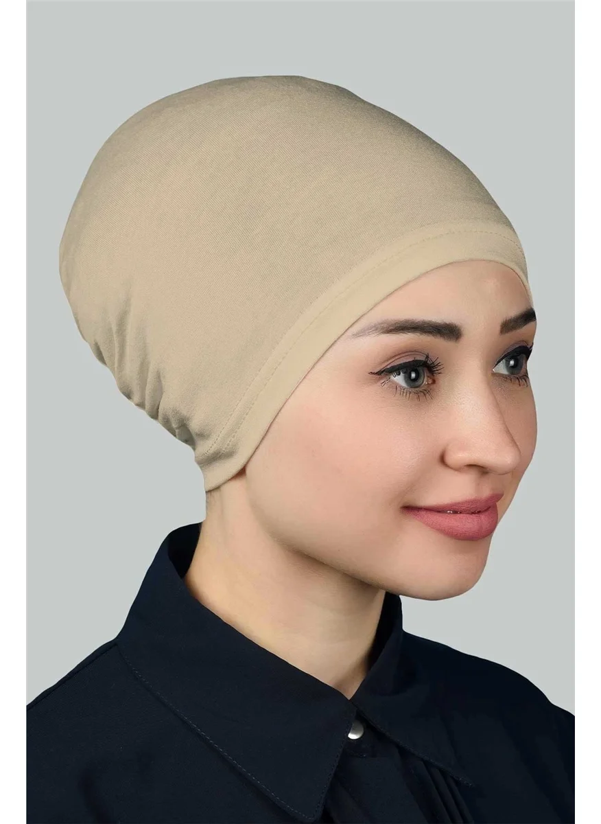 التوبة Ready-made Practical Snap-On Elastic Hijab Bonnet - Sand Beige