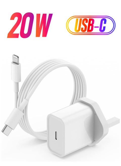 20W Type C Fast Charger Adapter for iphone 14 pro/ 14 pro max/14/13/12/11, USB C Fast Charging Plug with Cable 1.5M