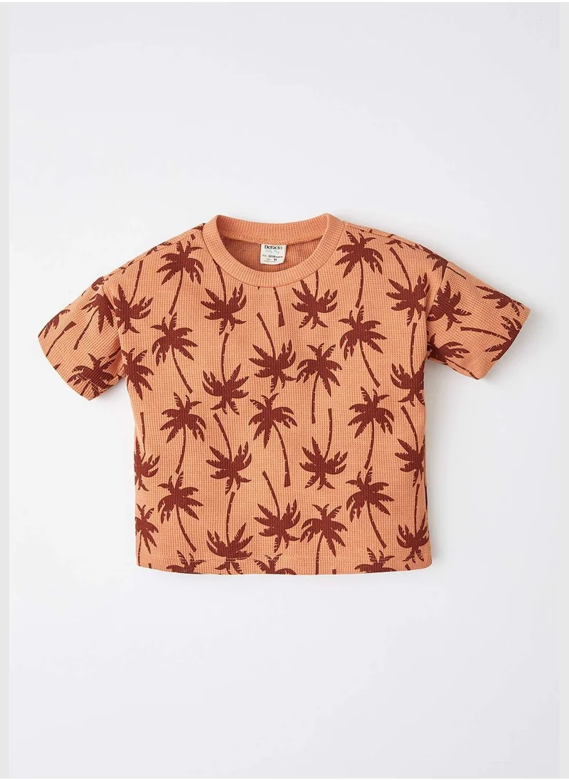 ديفاكتو Baby Boy Regular Fit Palm Pattern Cotton Short Sleeve T-Shirt