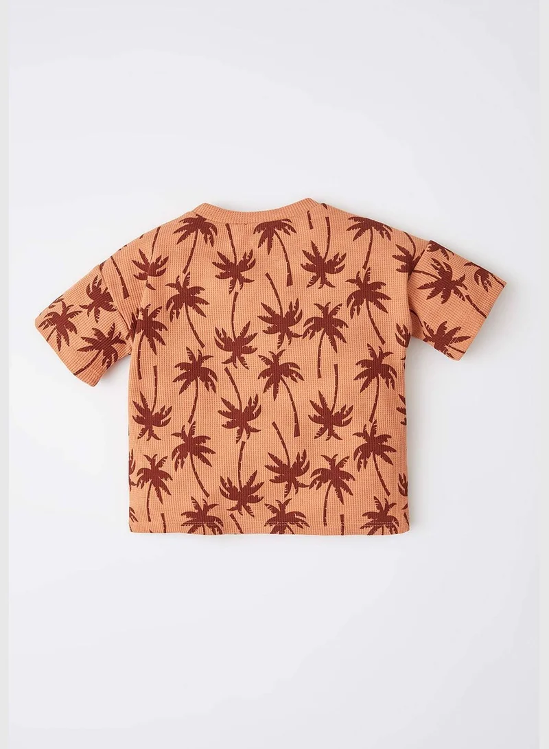 ديفاكتو Baby Boy Regular Fit Palm Pattern Cotton Short Sleeve T-Shirt