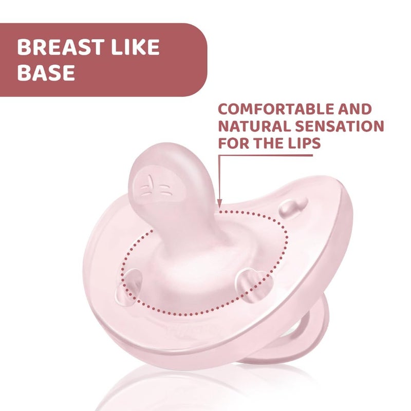 Chicco PhysioForma Soother for Babies (2-6 Months) | Baby Pacifier with Unique Shape to Support Baby's Breathing | Soft Silicon Material | BPA Free (Soft Pink) - Image 4